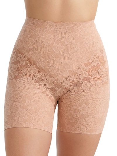 Shop Bare Women's The Lace Smoothing Mid-thigh Shaper In Brown
