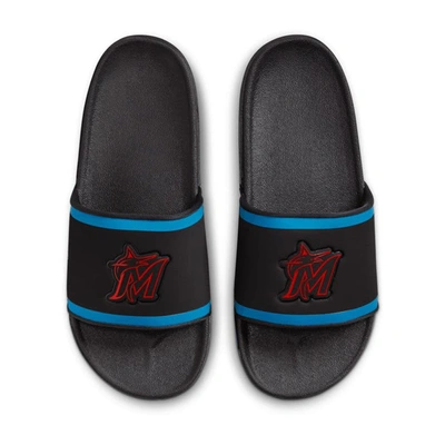 Shop Nike Miami Marlins Off-court Wordmark Slide Sandals In Black