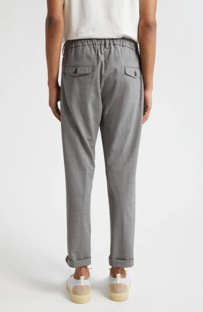 Eleventy Drawstring Waist Stretch Virgin Wool Pants In Light Grey