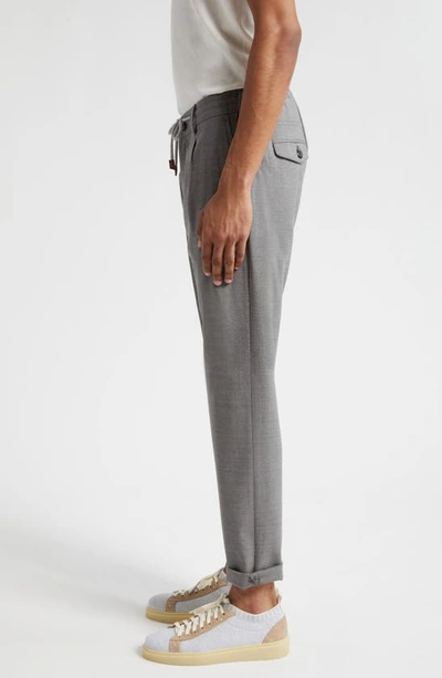 Eleventy Drawstring Waist Stretch Virgin Wool Pants In Light Grey