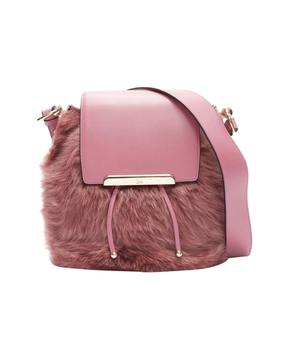 Shop Christian Louboutin Rare  Luckyl Pink Lamb Fur 2 Way Shoulder Bucket Bag Backpack