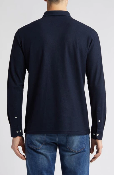 Shop Peter Millar Crown Crafted Croxley Long Sleeve Polo In Navy