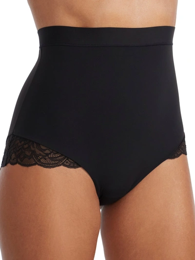 Shop Maidenform Women's Eco Lace Firm Control Mid-brief In Black