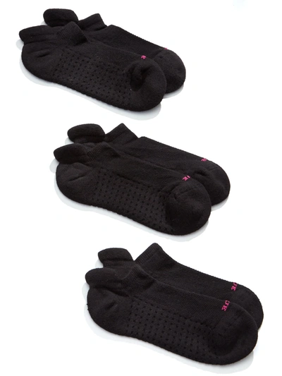 Shop Hue Women's Air Cushion Tab Back No Show Socks 3-pack In Black