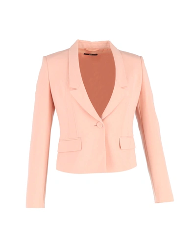 Shop Hugo Boss Boss Tailored Cropped Blazer In Pink Viscose