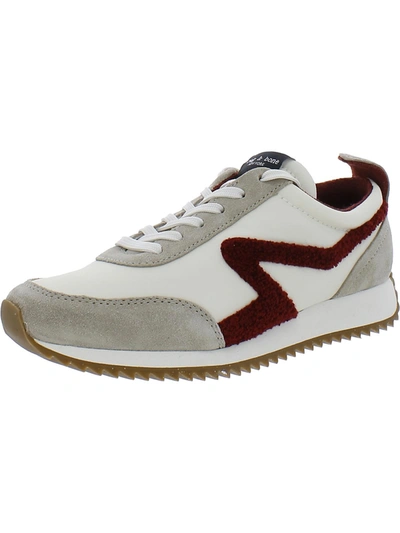Shop Rag & Bone Retro Runner Womens Mixed Media Trainers Athletic And Training Shoes In White