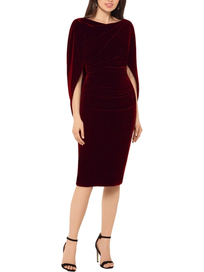 Shop B & A By Betsy And Adam Womens Velvet Cape Midi Dress In Red