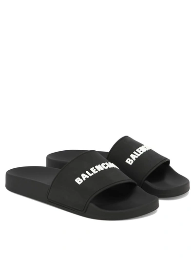 Shop Balenciaga "pool" Sandals In Black