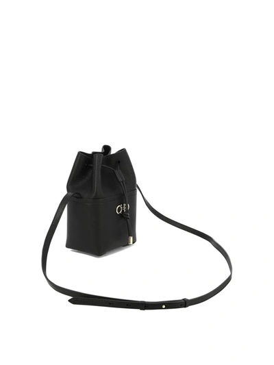 Shop Ferragamo "mini Gancini" Crossbody Bag In Black