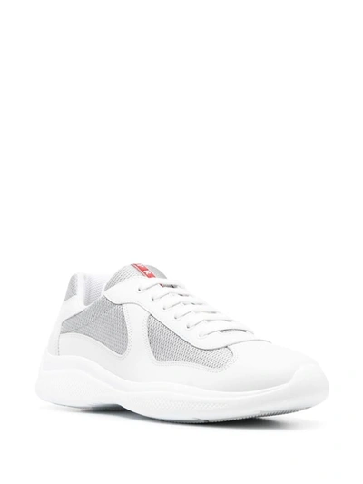 Shop Prada America's Cup Panelled Sneakers In Bianco+argento
