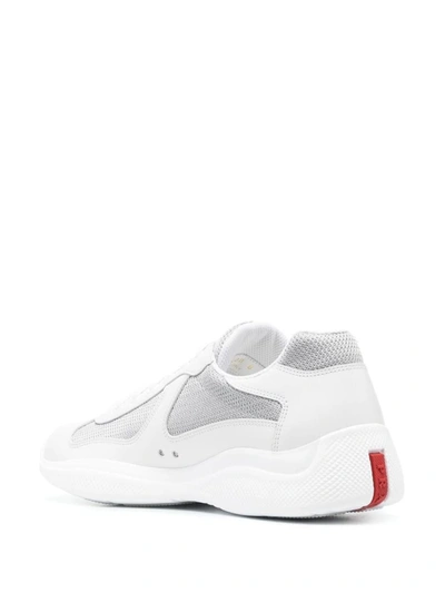Shop Prada America's Cup Panelled Sneakers In Bianco+argento