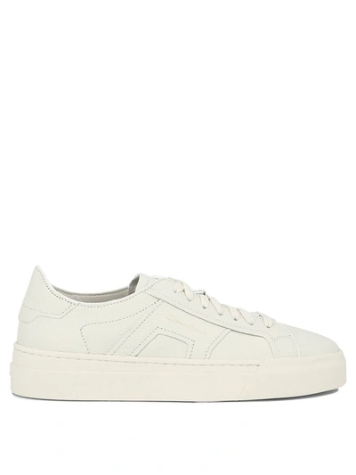 Shop Santoni "double Buckle" Sneakers In White