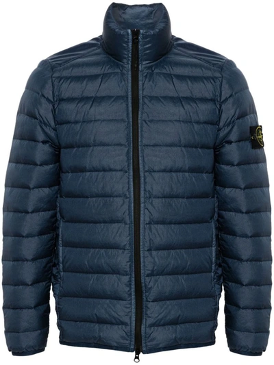 Shop Stone Island Down Jacket With Patch In Blue