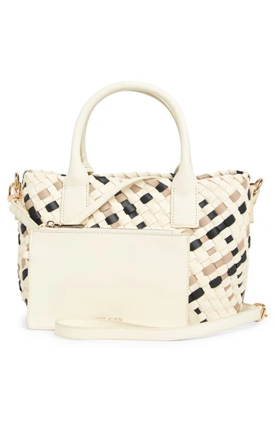 Shop Anne Klein Small Woven Tote In Ivory Multi