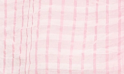 Shop English Factory Gingham Tie Waist Long Sleeve Shirtdress In Pink