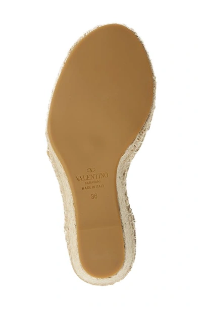 Shop Valentino Rockstud Espadrille Wedge Sandal In Selleria/ Naturale