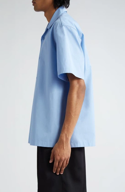 Shop Jil Sander Boxy Fit Short Sleeve Bowling Shirt In Blue