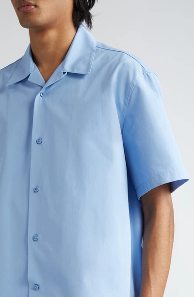 Shop Jil Sander Boxy Fit Short Sleeve Bowling Shirt In Blue