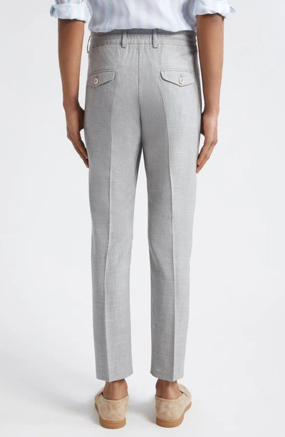 Shop Eleventy Drawstring Waist Wool, Silk & Linen Pants In Light Gray Melange