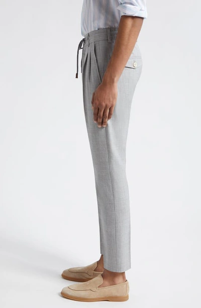 Shop Eleventy Drawstring Waist Wool, Silk & Linen Pants In Light Gray Melange