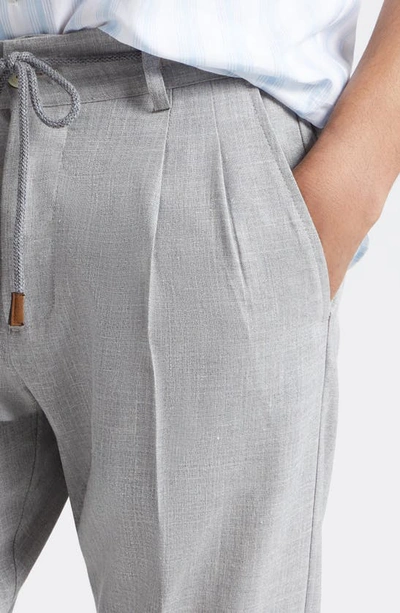 Shop Eleventy Drawstring Waist Wool, Silk & Linen Pants In Light Gray Melange