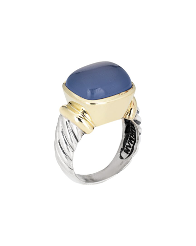 David Yurman Albion 14k & Silver Chalcedony Ring (authentic )