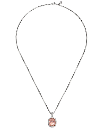 Shop David Yurman Noblesse Silver 0.20 Ct. Tw. Diamond & Morganite Necklace  (authentic )