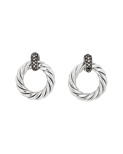 Shop David Yurman Cable Collection Silver 0.17 Ct. Tw. Diamond Earrings (authentic  )