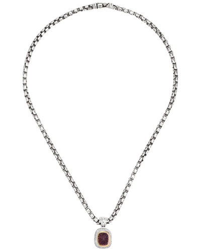 Shop David Yurman Cable Collection 18k & Silver 0.36 Ct. Tw. Diamond & Pink  Tourmaline Necklace (authent