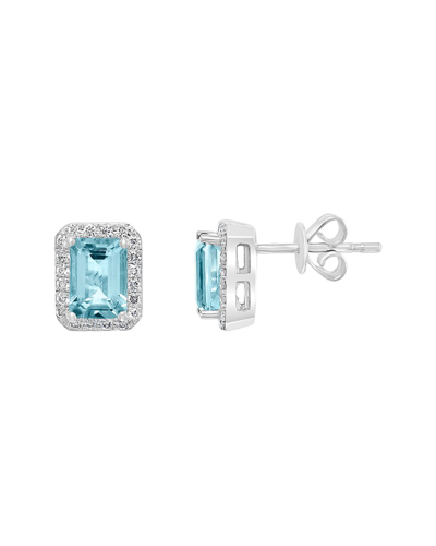 Shop Effy Fine Jewelry 14k 2.15 Ct. Tw. Diamond & Aquamarine Earrings