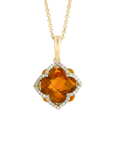 Shop Effy Fine Jewelry 14k 6.30 Ct. Tw. Diamond & Citrine                                   Pendant