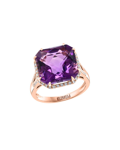 Shop Effy Fine Jewelry 14k Rose Gold 9.87 Ct. Tw. Diamond & Amethyst Ring