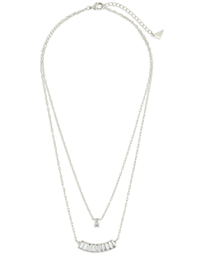 Shop Sterling Forever Rhodium-plated Brass Cz Lillian Layered Necklace