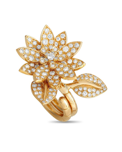 Shop Van Cleef & Arpels 18k 2.14 Ct. Tw. Diamond Lotus Ring (authentic )