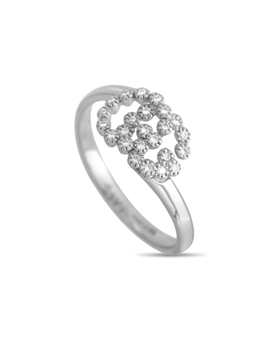 Gucci 18k White Gold Interlocking G Diamond Ring