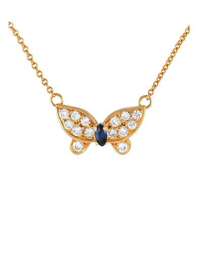 Shop Van Cleef & Arpels 18k Diamond & Sapphire Papillon Necklace (authentic Pre-  Owned)