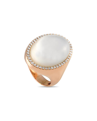 Shop Roberto Coin 18k Rose Gold 0.55 Ct. Tw. Diamond & Pearl Ring (authentic )