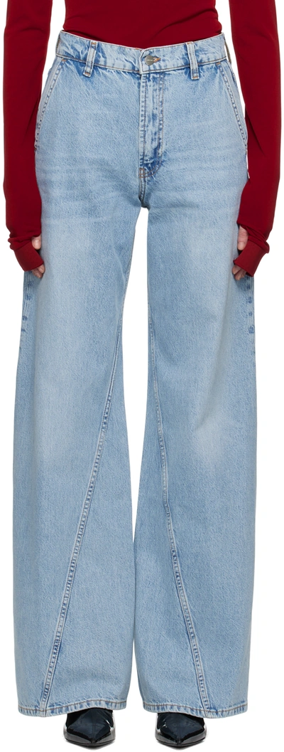 Shop Anine Bing Blue Briley Jeans In Washed Blue