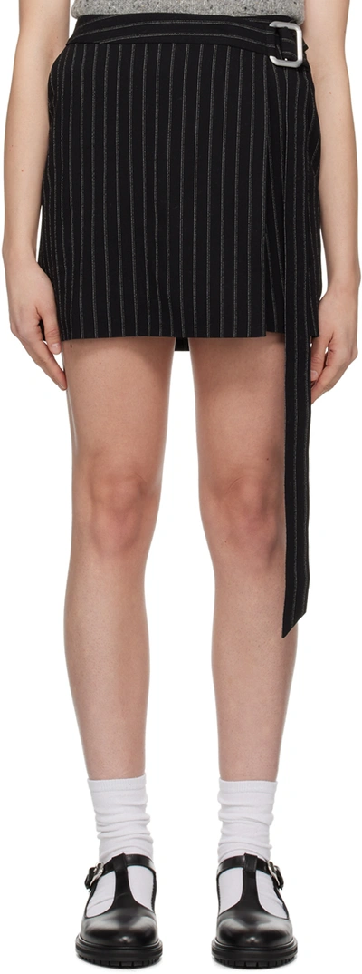 Shop Ami Alexandre Mattiussi Black Stripes Miniskirt In Black/chalk/0013