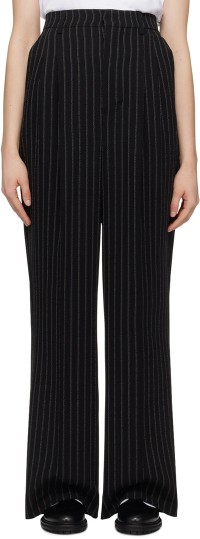 Shop Ami Alexandre Mattiussi Black Stripe Trousers In Black/chalk/0013