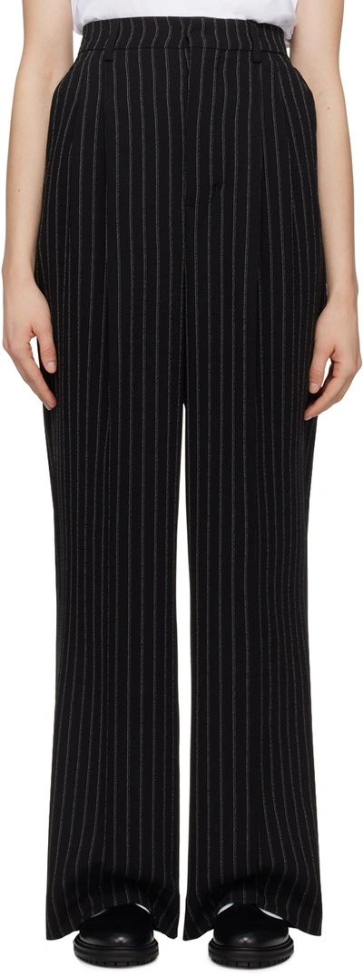 Ami Alexandre Mattiussi Wide Legged Pinstripe Trousers With In Black/chalk/0013