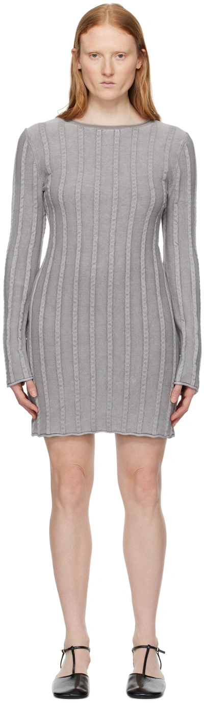 Filippa K Gray Rolled Edge Minidress In 9917 Stone Grey