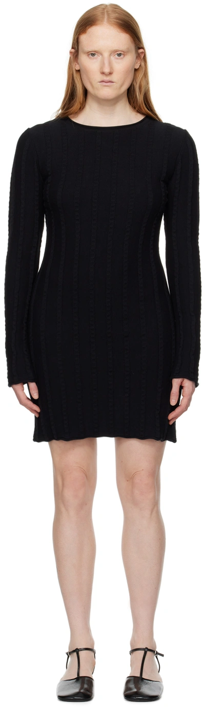 Shop Filippa K Black Rolled Edge Minidress In 1433 Black