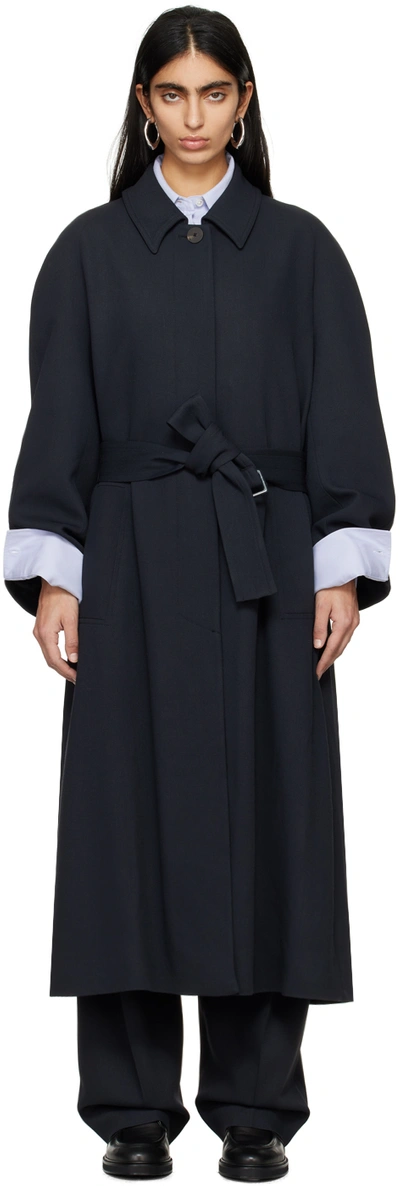 Shop Studio Nicholson Navy Denali Trench Coat In Darkest Navy