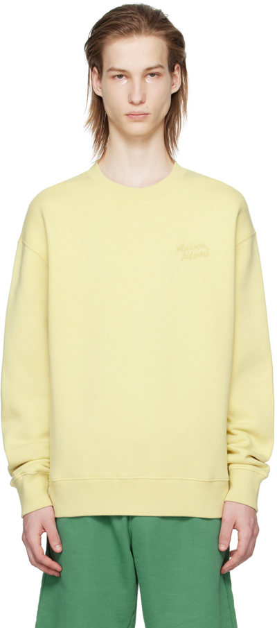 Shop Maison Kitsuné Yellow Handwriting Sweatshirt In P712 Chalk Yellow