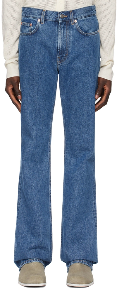 Shop Filippa K Indigo Bootcut Jeans In Washed Mid Blue