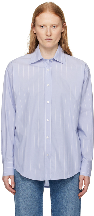 Shop Filippa K Blue Stripe Shirt In 40 Faded Blue/ White