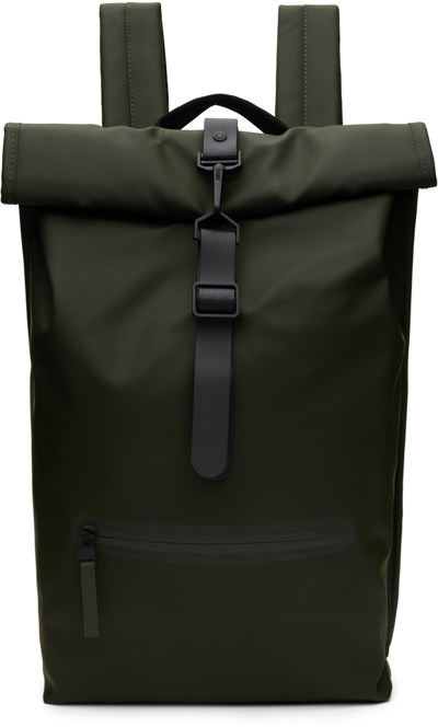 Shop Rains Green Rolltop Backpack In 03 Green