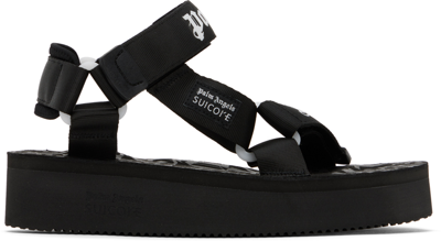 Shop Palm Angels Black Suicoke Edition Depa Sandals In Black White