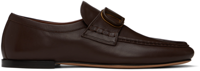 Shop Valentino Brown Vlogo Signature Loafers In Fondant